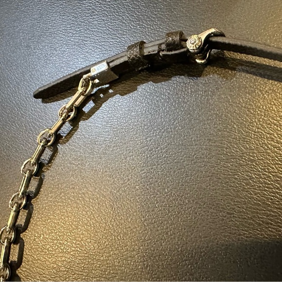 BCBG Max Azria Black Leather Choker Crystal Clovers Chain R $59 - Picture 7 of 8